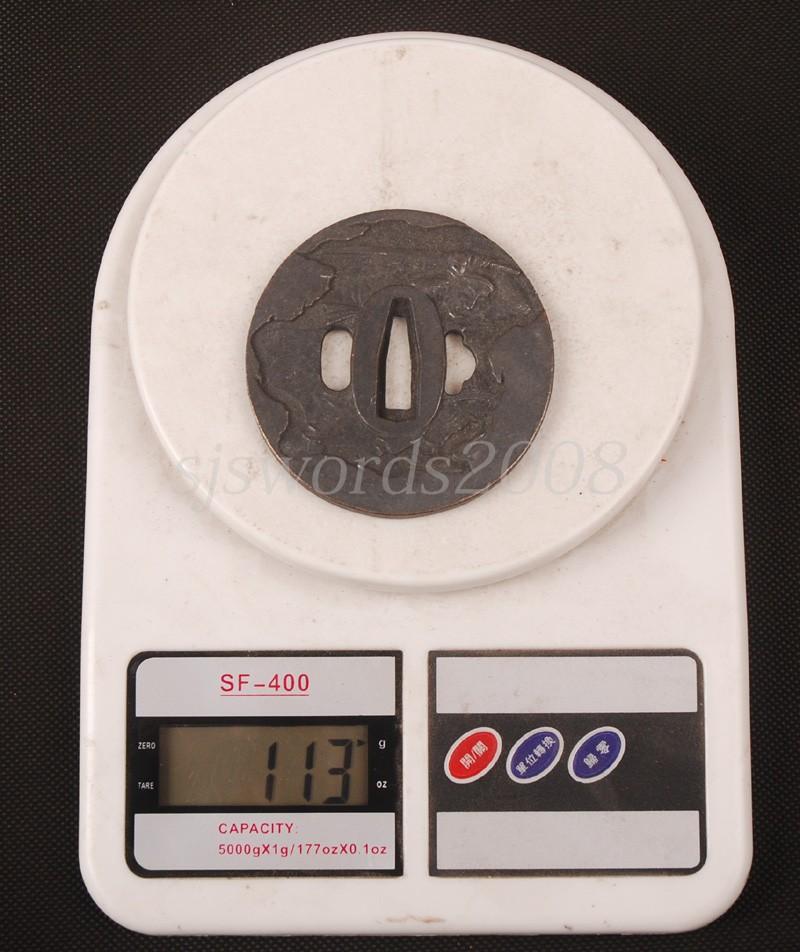 Worrior Hold A Sword Writings Carved Tsuba Alloy For Japanese Sword Guard